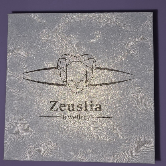 Silver Rose Gold Heart Necklace with Blue/Purple Center Stone - Picture 3 of 10